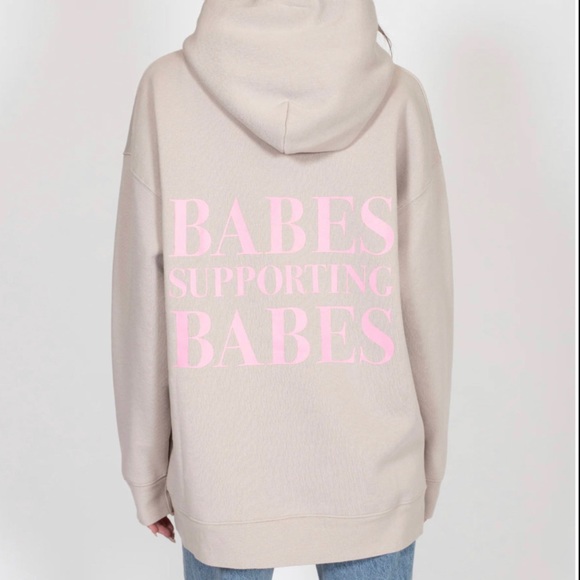 "Babes Supporting Babes" Big Sister Hoodie in Oyster - Picture 1 of 2